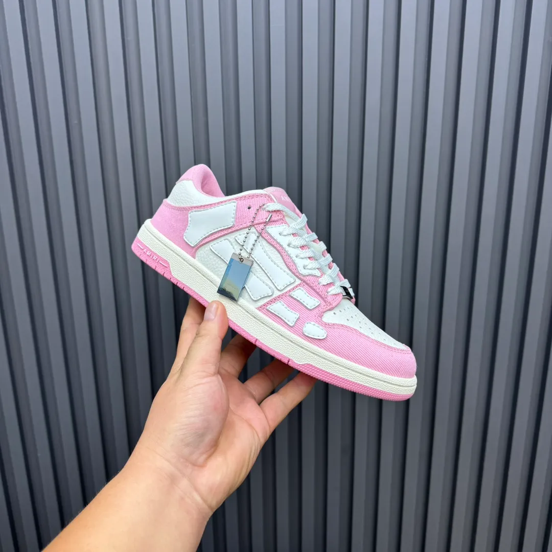 Men's men's shoes 💰600 AMIRI high street sneakers with bone sports shoes, toe layer cowhide upper, upper side bones, hand-stitched, good three-dimensional effect, customized metal LOGO, size 38-45 46